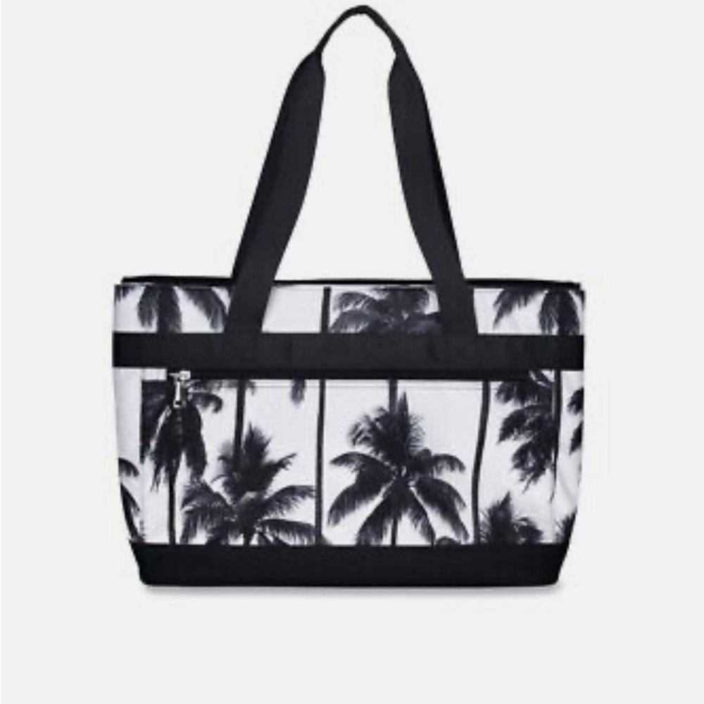 Black and white cooler beach tote
